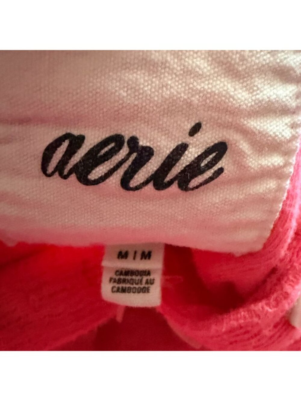 Aerie Womens Long Sleeve Henley Shirt-Pink-M-GUC - Picture 5 of 6